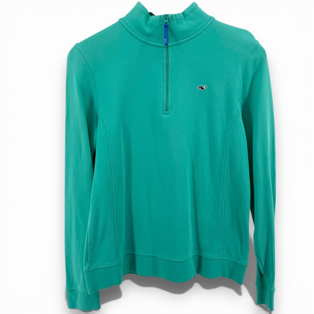 Vineyard Vines Quarter Zip Pullover Sweatshirt Teal Cotton‎ Women's Size S